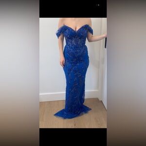 Corset Beaded Royal Blue Evening Gown - Custom Made in Kosovo